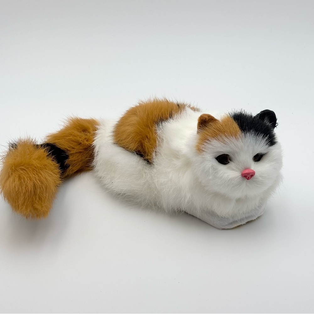 Synthetic Fur Cat Statue Home Funny Exquisite Cute Simulated‎ Furry Cat Figurine